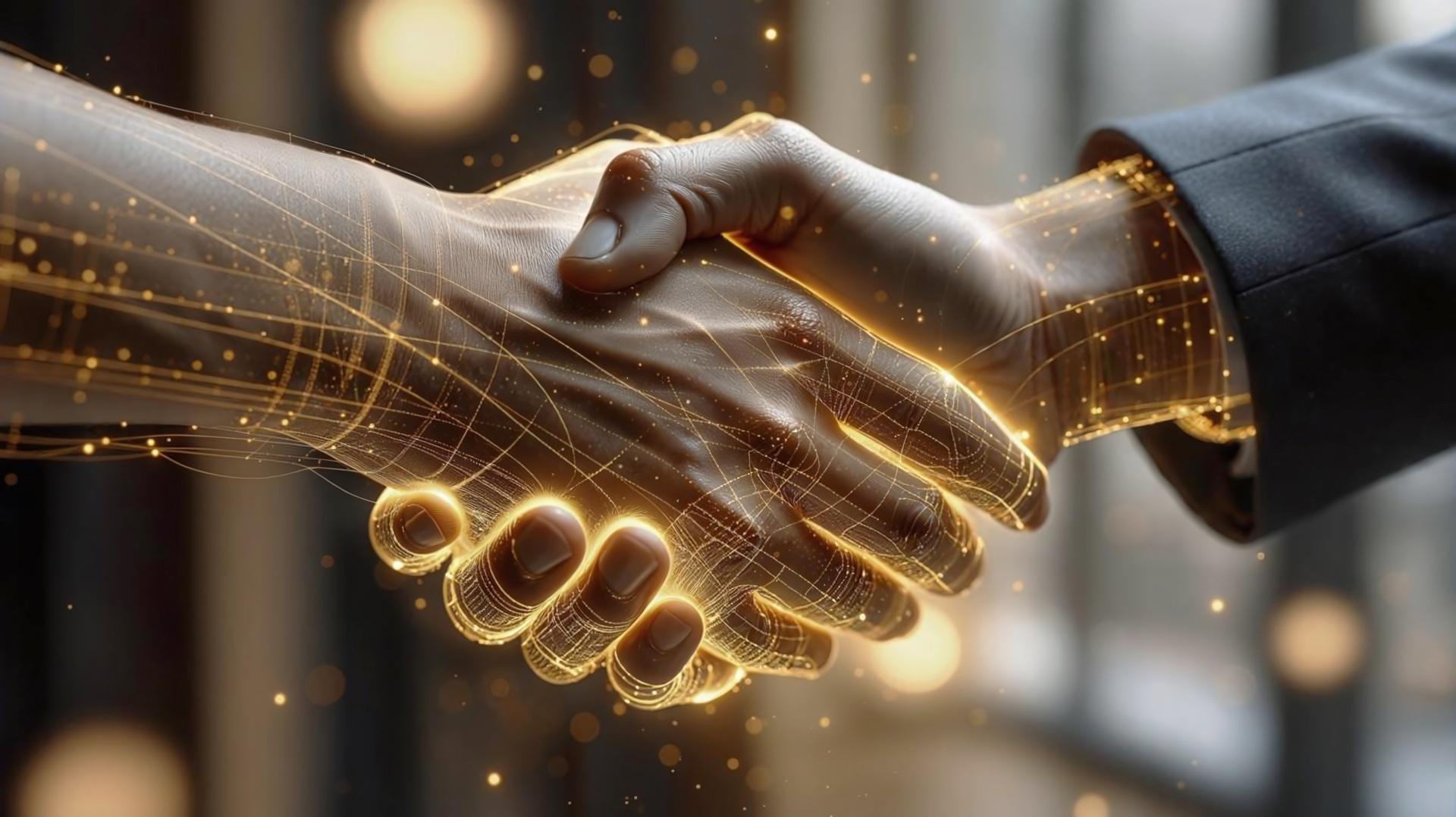 Virtueller Handschlag zwischen Partnern | Kundengeschenke